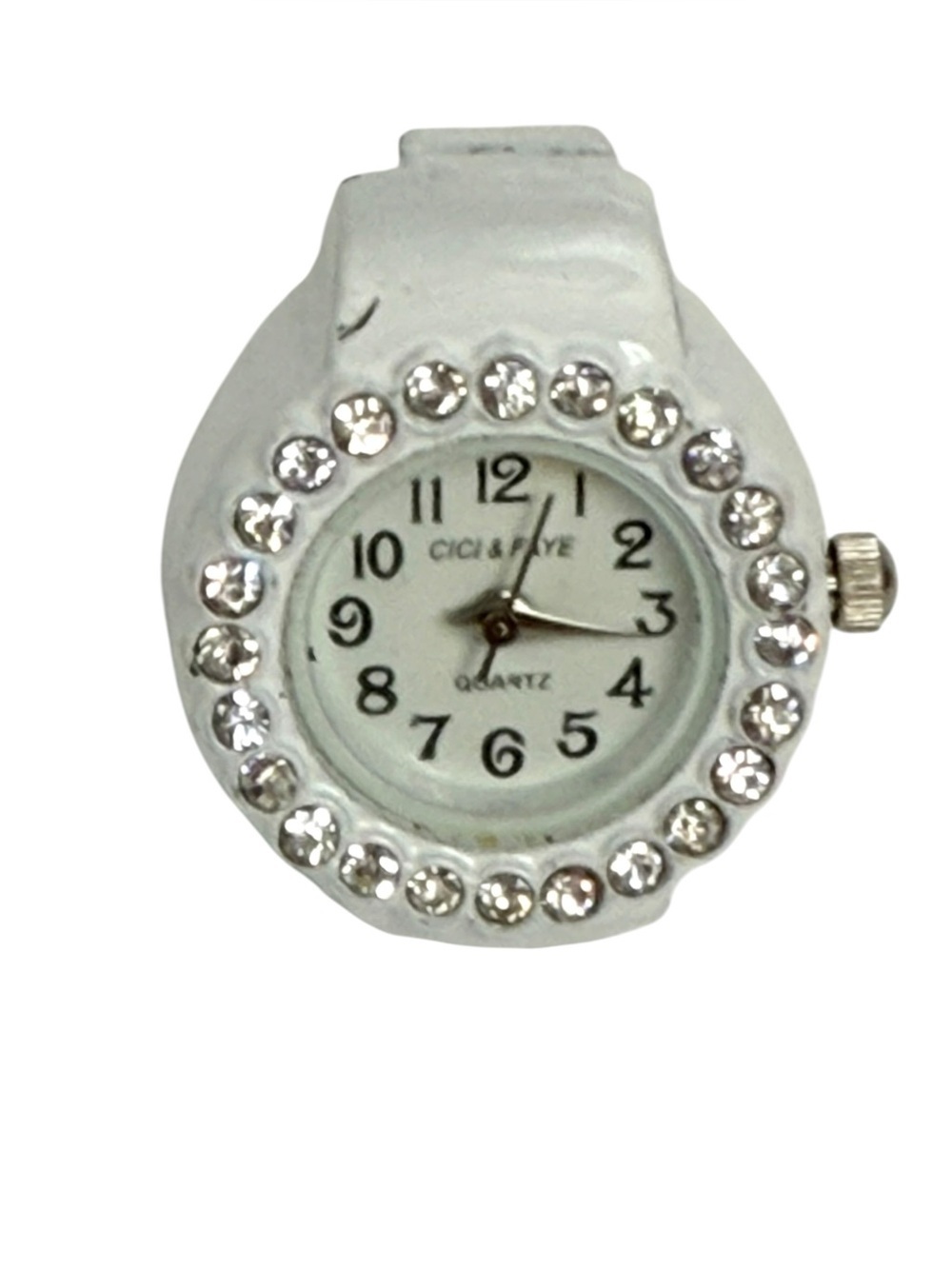 Cici & Faye White Crystal Accent Ring Watch retro Y2K